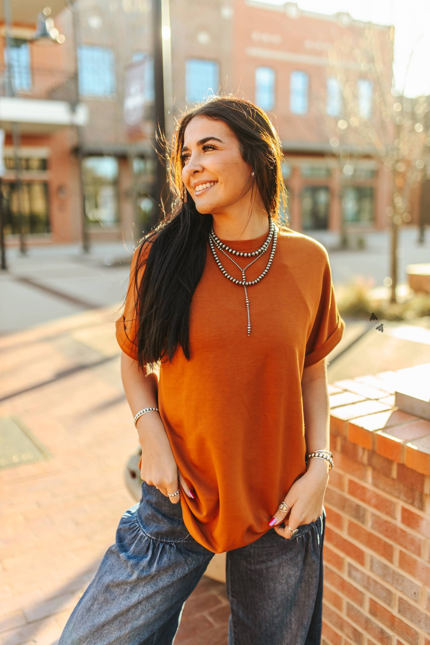 The Cloud Mom Tee In Saddle