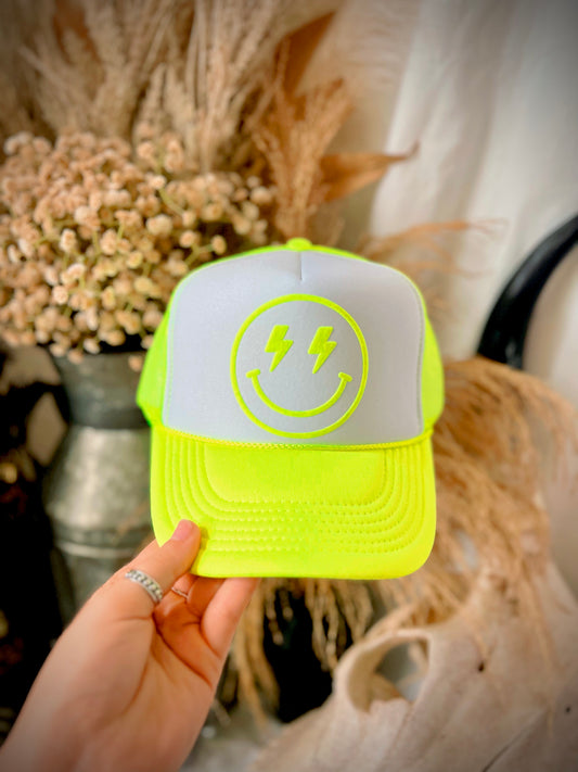 Neon Smiley Trucker Hat