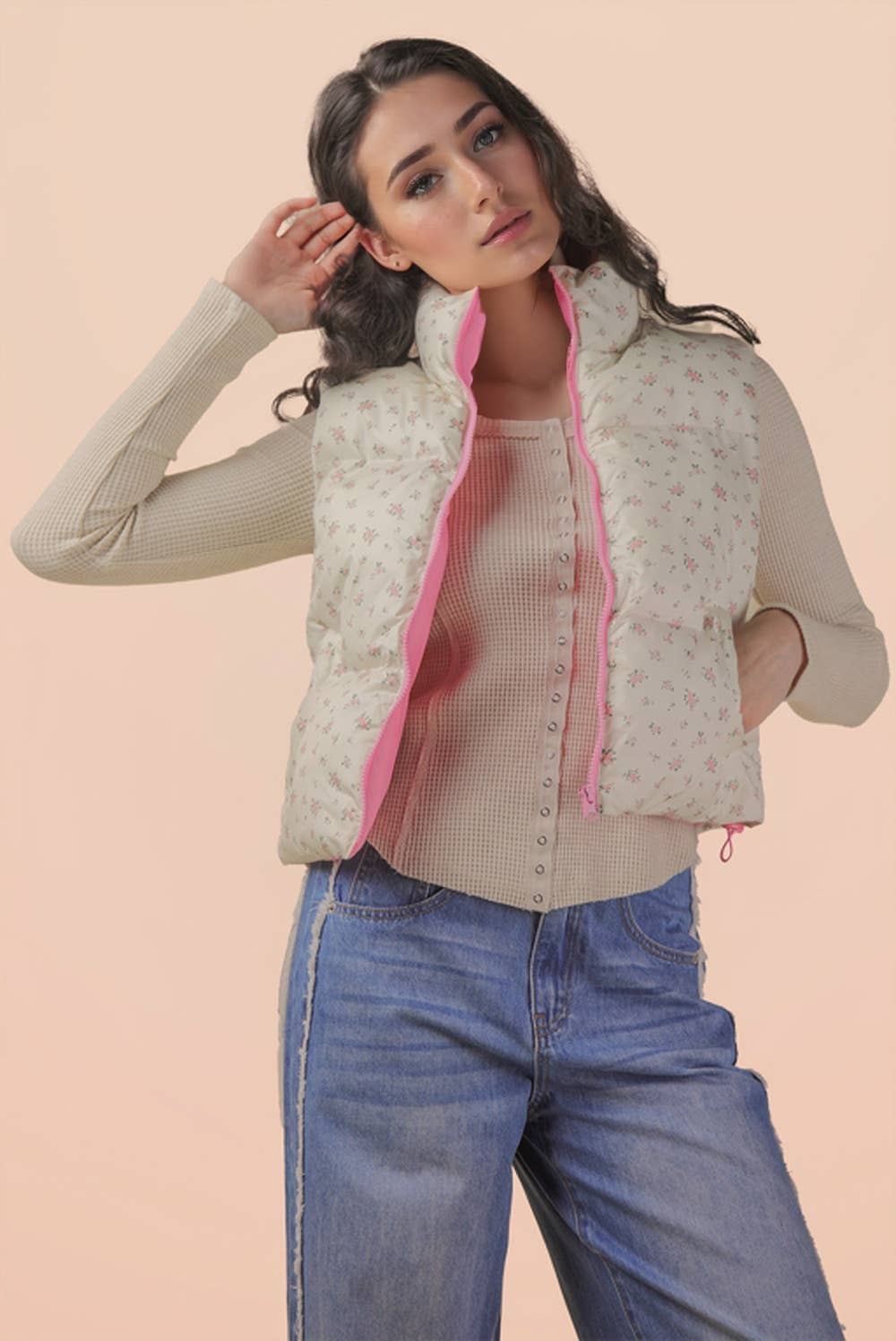 The Lollie Floral Puffer Vest