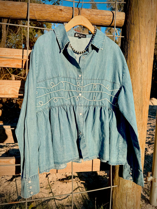 The Loopty Lou Top In Denim