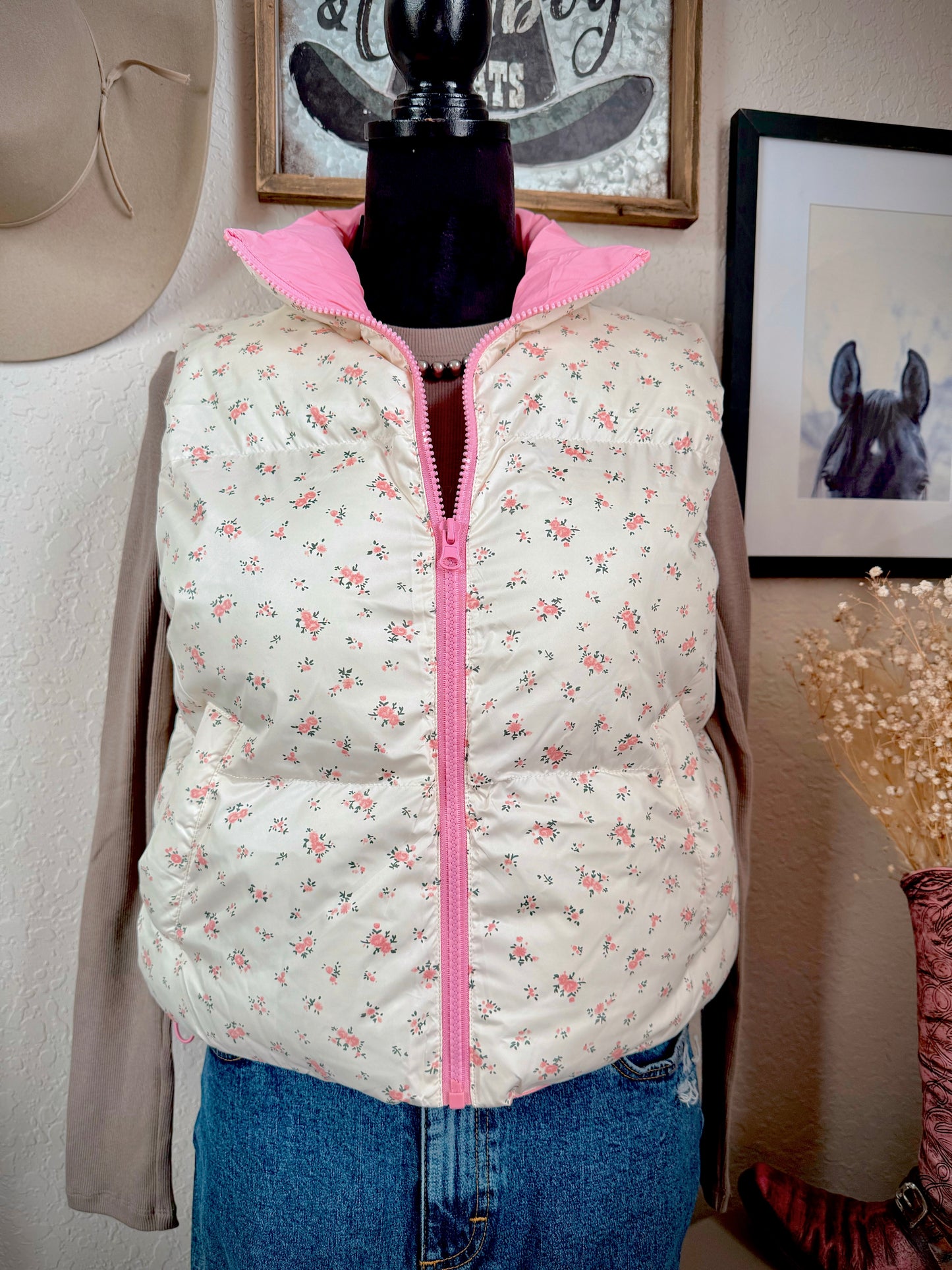 The Lollie Floral Puffer Vest