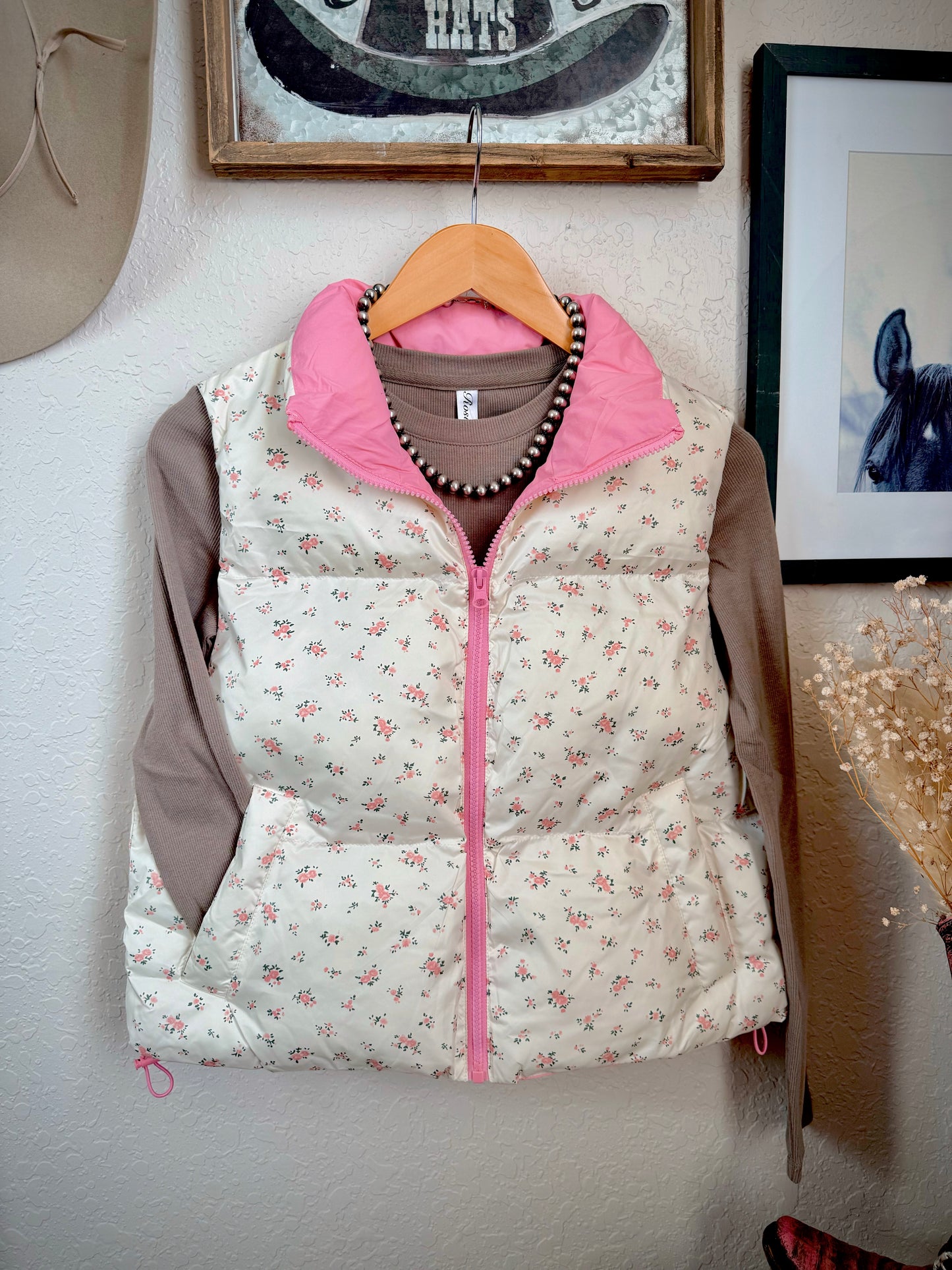 The Lollie Floral Puffer Vest