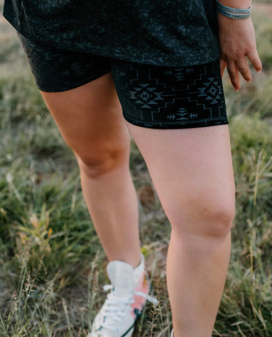 Velvet Aztec Biker Shorts