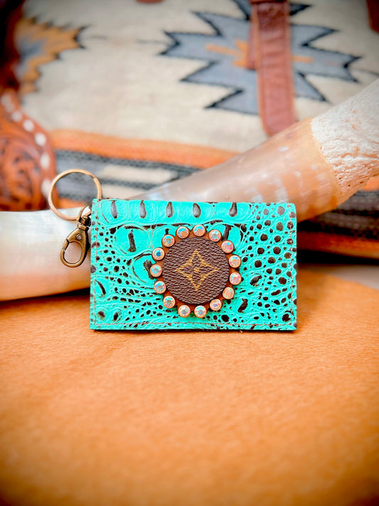 Gypsy LV Keychain Card Wallet Turquoise