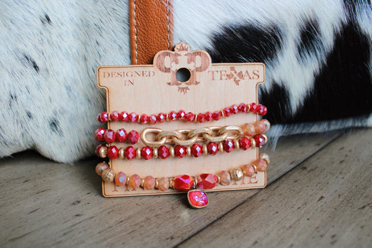 Ruby Red Bracelet Set