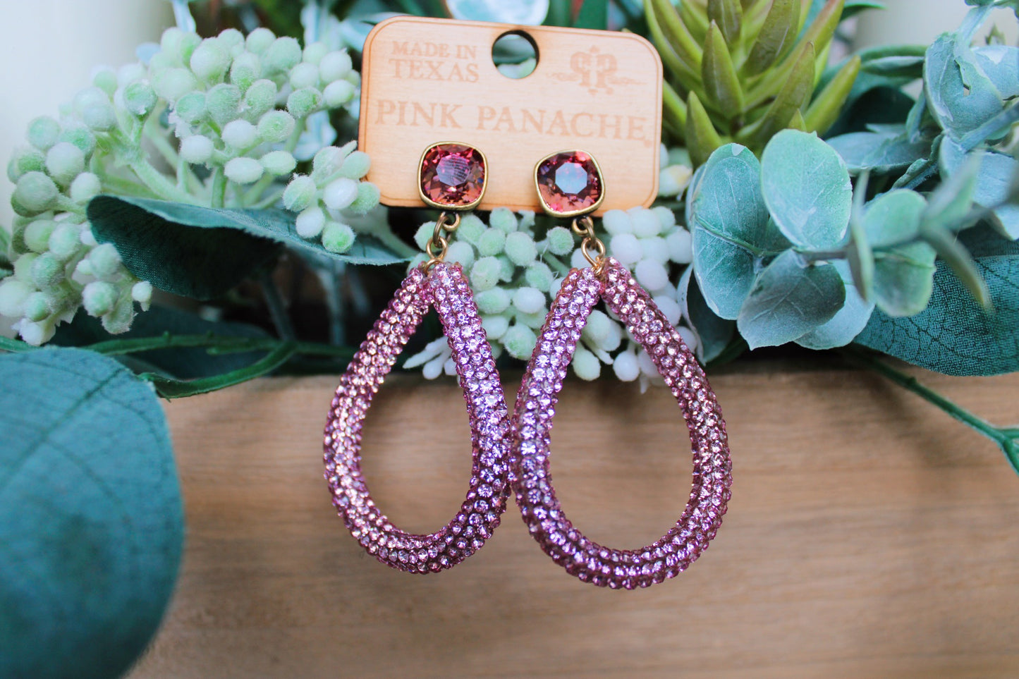 Purple Rhinestone Earrings